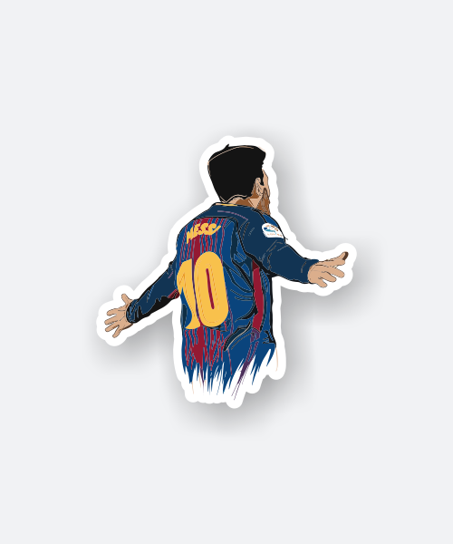 Messi FCB sticker featuring the legendary player.