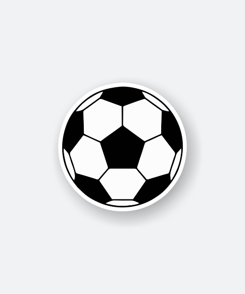 Football Sticker showcasing a classic black and white design.
