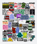 motivational sticker pack vinyl stickers applied on laptop surface showing inspiring quotes and positive messages