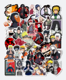 naruto sticker pack on laptop surface showing ninja character stickers