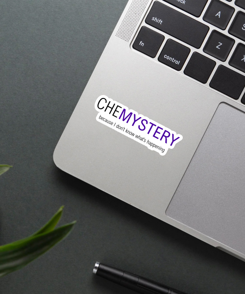 chemystery sticker sticker on a laptop