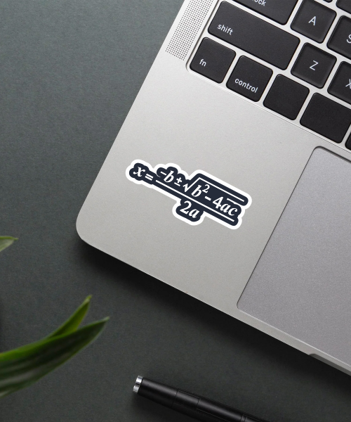 quadratic formula sticker sticker on a laptop