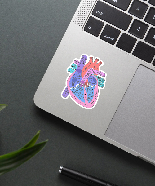 anatomical heart sticker sticker on a laptop