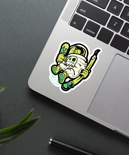 lost in space sticker sticker on a laptop