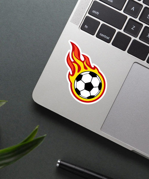 Mockup of Football Fire Sticker applied on a laptop.