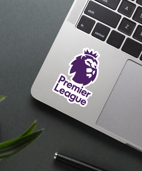 Mockup of Premier League Sticker applied on a laptop.