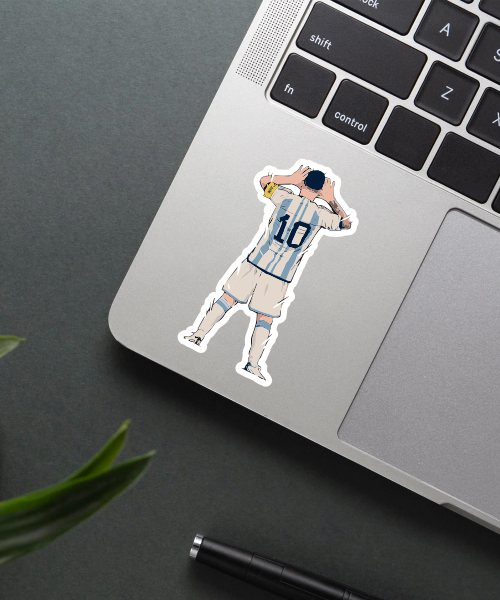 Mockup of Messi 10 Sticker applied on a laptop.
