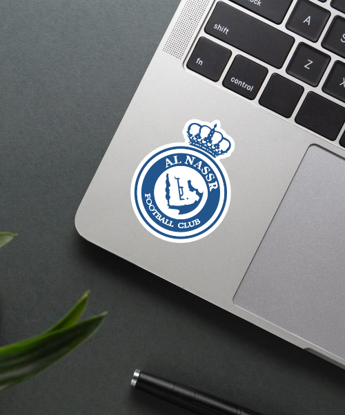 Mockup showing Al Nassr Club Logo Sticker on a laptop.