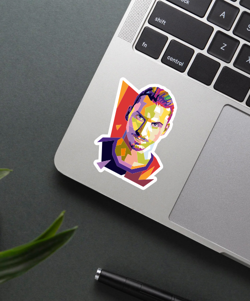 Ibrahimovic sticker applied on a laptop surface.
