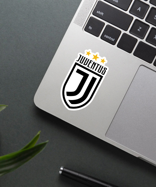 Mockup of Juventus Sticker on a laptop.