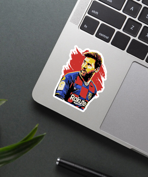 Mockup of Lionel Messi Sticker on a phone.