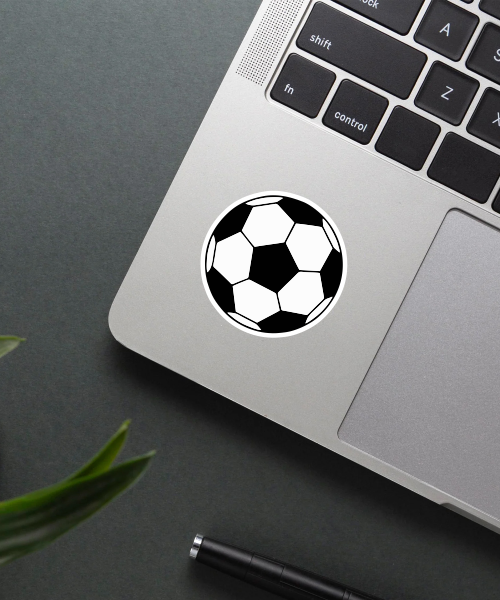 Mockup of Football Sticker applied on a laptop.