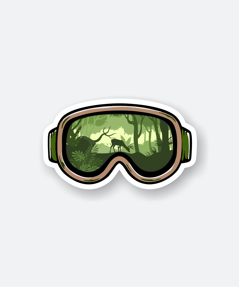 Ski Goggles Travel Sticker with Forest Deer Reflection 1 ski goggles travel sticker