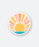 sunset over ocean travel sticker