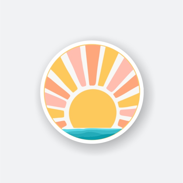 sunset over ocean travel sticker