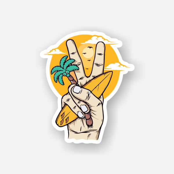 peaceful surfer travel sticker