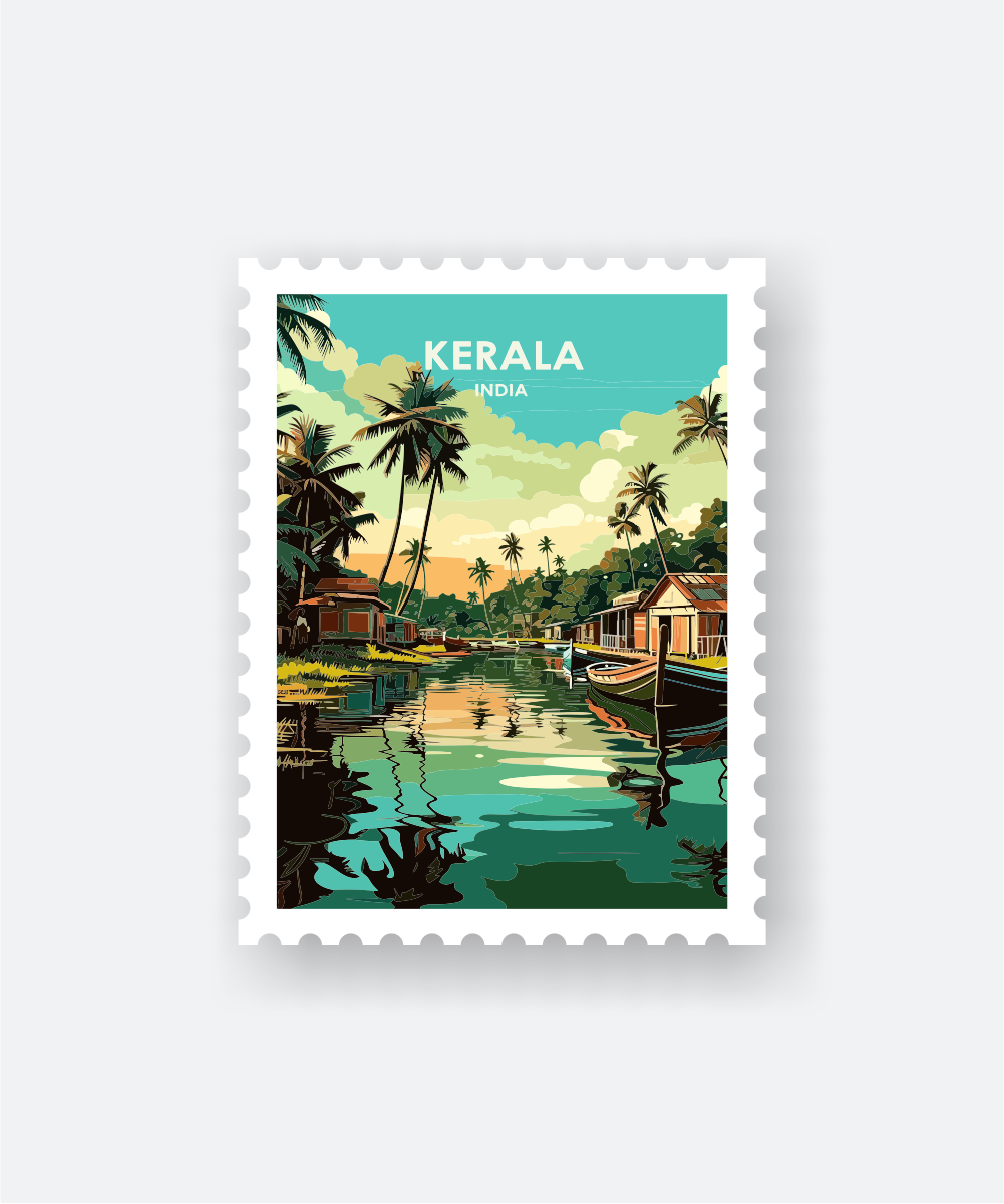 Kerala Travel Sticker Scenic Blue Green Backwaters 1 kerala travel sticker