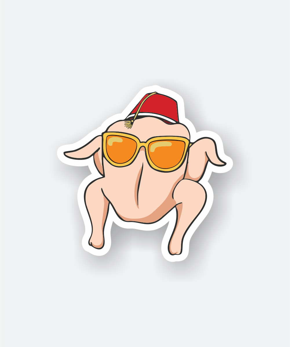 Friends Chicken With Glass Vinyl Sticker Cool Cartoon Style 1 friends chicken vinyl sticker