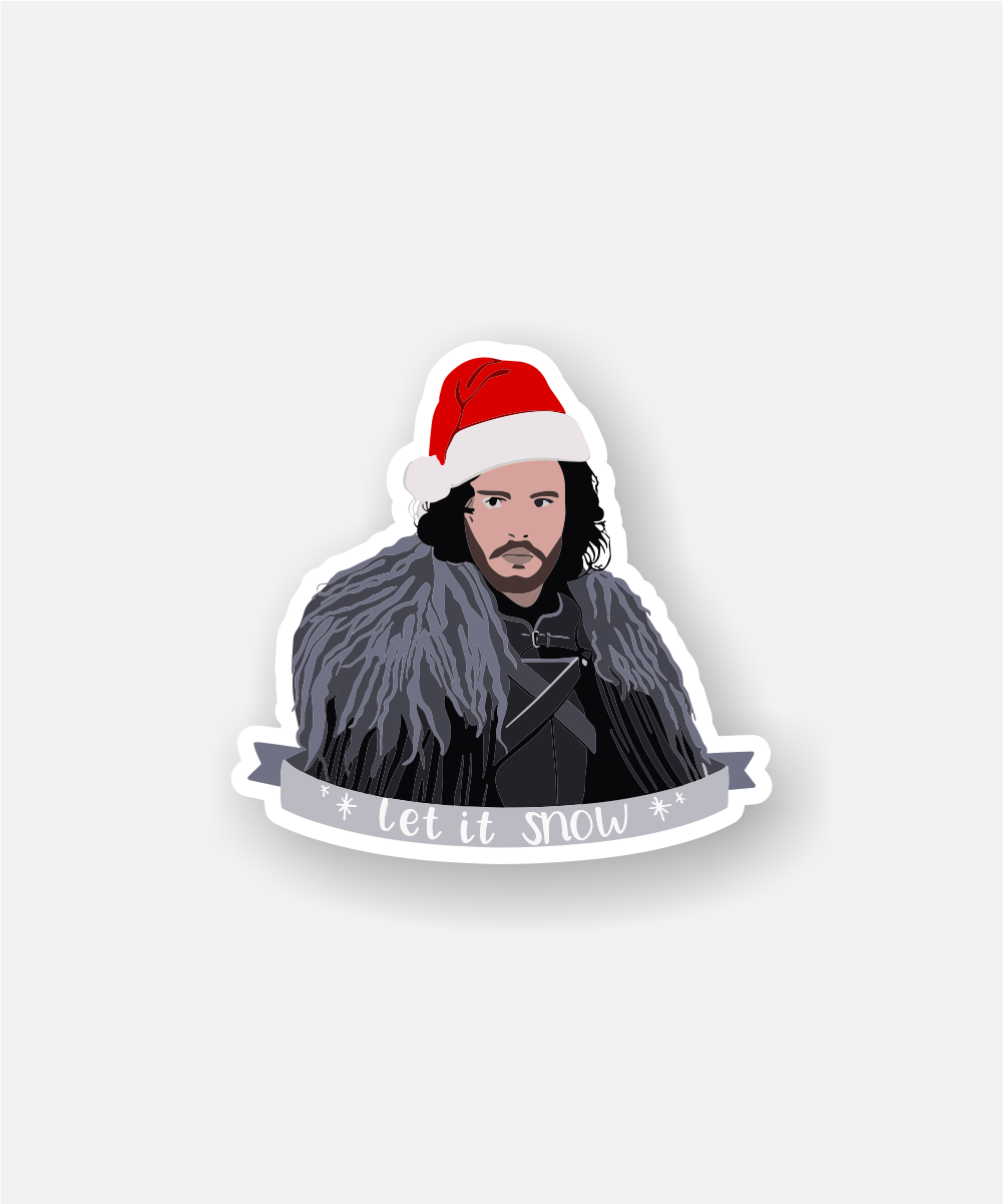 Let It Snow Jon Snow Christmas Hat Sticker TV Series Vinyl 1 let it snow sticker