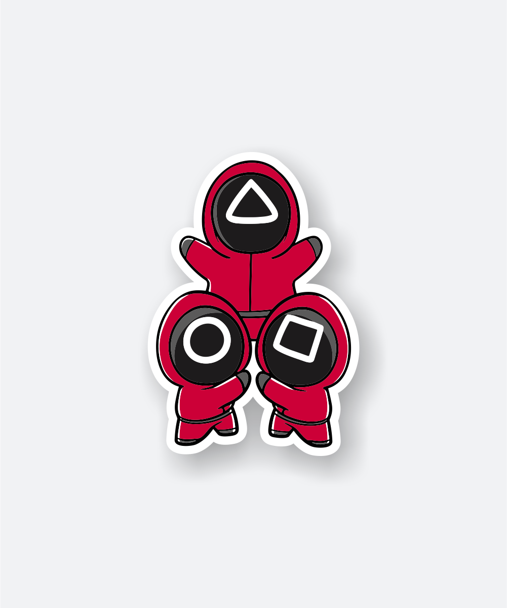 Squid Game Cute Characters Sticker Trendy Red Black White 1 squid game sticker