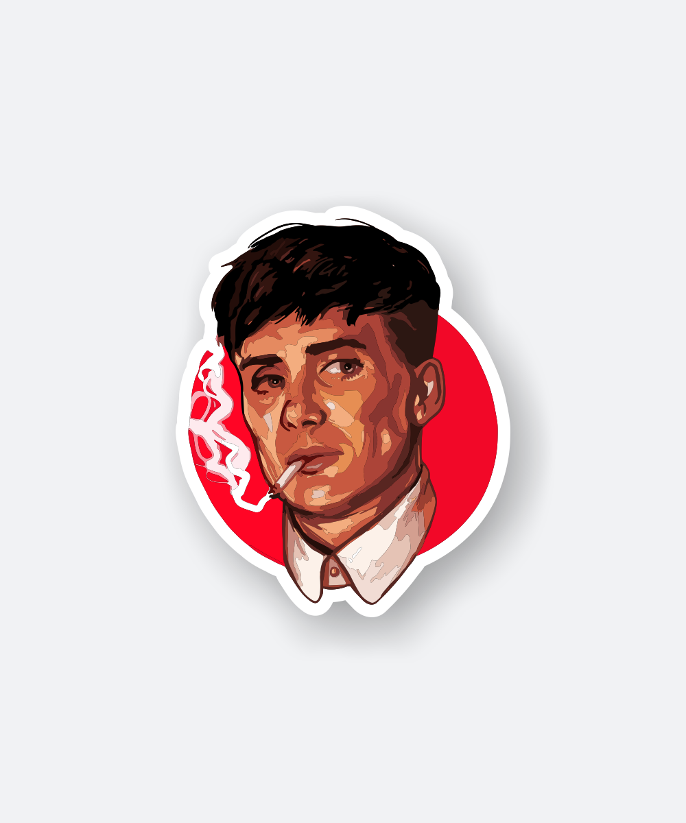 Thomas Shelby Sticker Premium Red Background Smoking Portrait 1 thomas shelby sticker