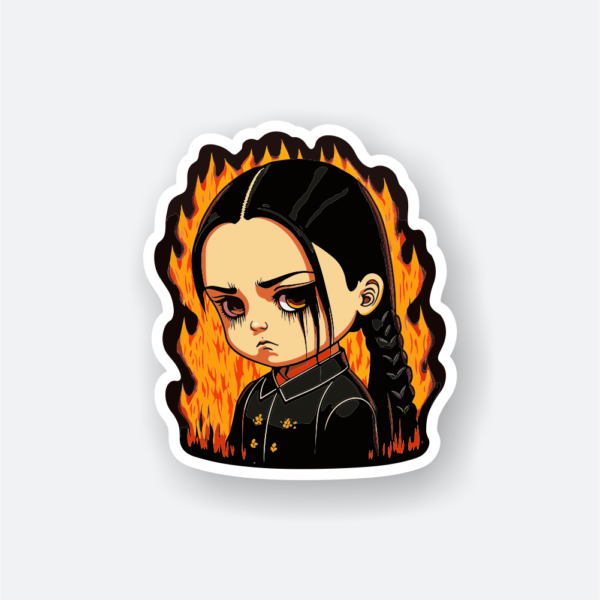 wednesday addams cartoon sticker