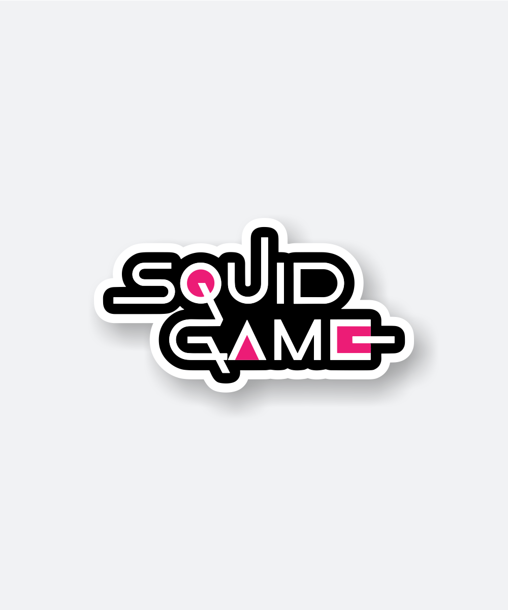 Squid Game Logo Vinyl Sticker Trendy Black Pink 1 squid game logo sticker