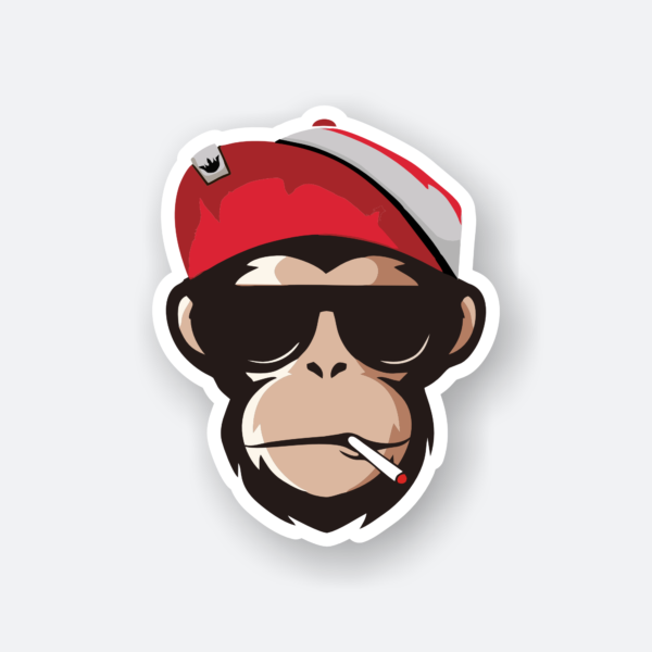 Funky Monkey Sticker featuring a cool monkey in sunglasses