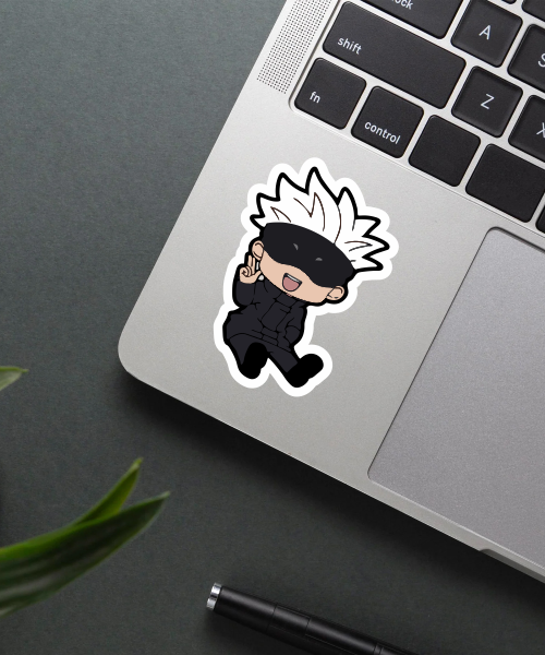 jujutsu kaisen vinyl sticker of satoru gojo on phone case surface