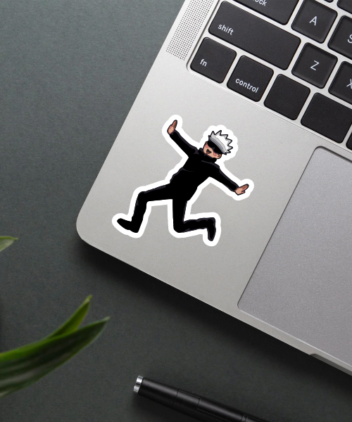 cute jujutsu kaisen sticker on phone case showing playful character pose