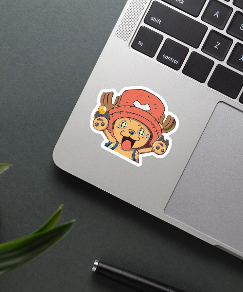 doctor tony chopper vinyl sticker on laptop surface showing bright colors and cute design