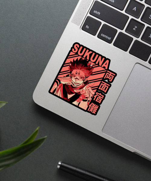 ryomen sukuna jujutsu kaisen sticker on water bottle showing bold anime character