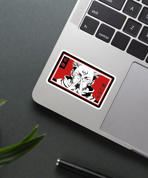 sukuna jujutsu kaisen sticker on laptop surface