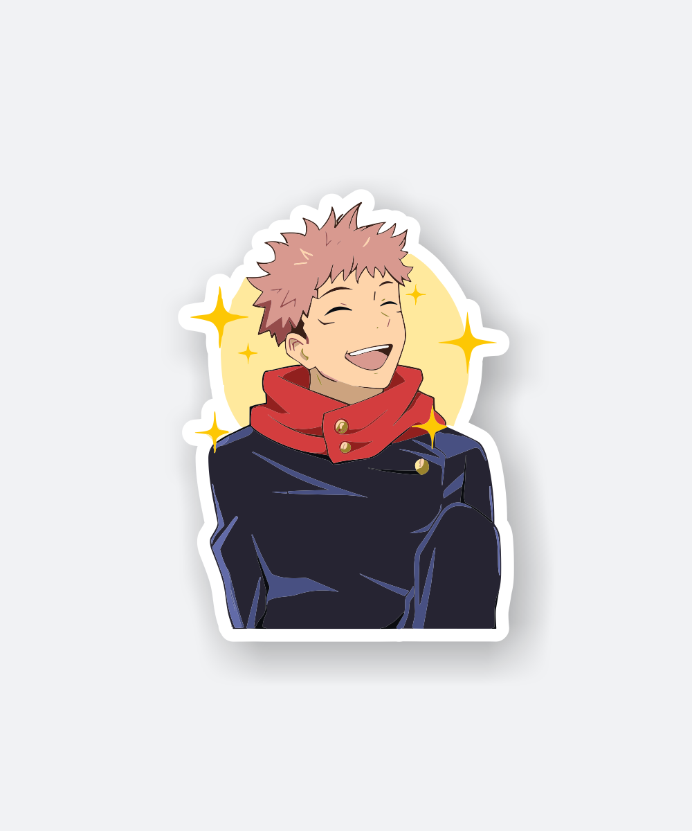 Cute Itadori Yuji Smiling Jujutsu Kaisen Vinyl Sticker 1 itadori yuji smiling sticker