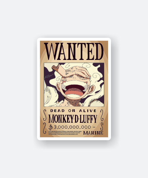 one piece sticker with luffy wanted poster design