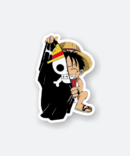 one piece sticker with chibi luffy and pirate flag