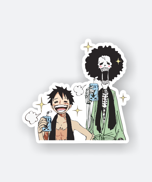 one piece luffy and brook sticker
