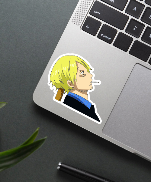 one piece sanji sticker on phone case showing clean lines and cool style