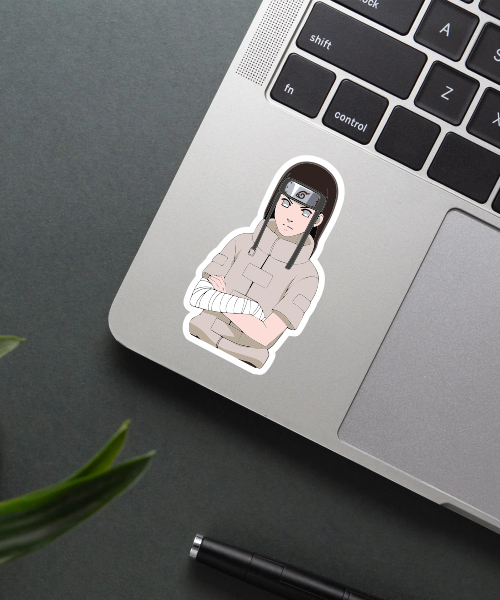 neji hyuga naruto sticker on laptop surface showing clear details and colors