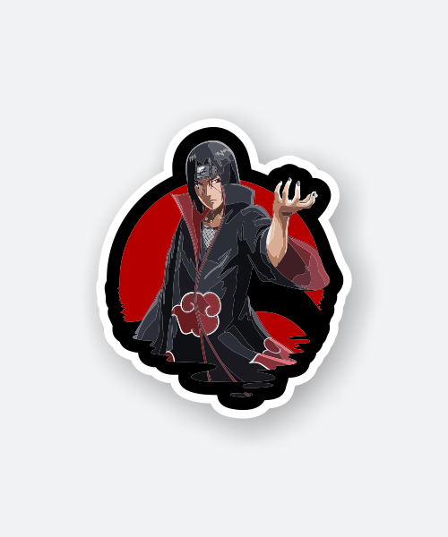 naruto anime sticker Itachi Uchiha with red moon background