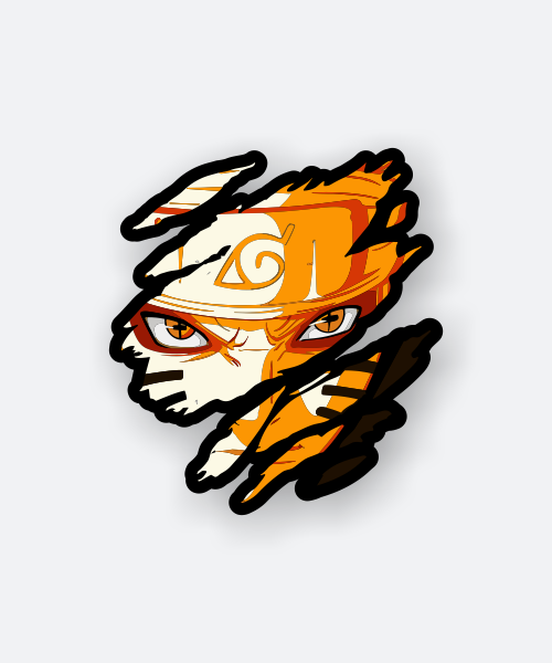 naruto anime sticker Naruto furious face with orange highlights