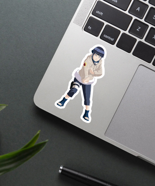Hinata Hyuga sticker on phone surface showing soft colors and clear details