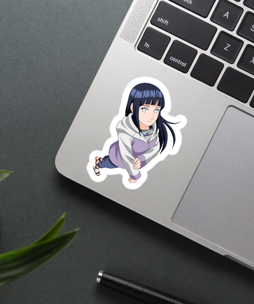 cute hinata hyuga sticker on phone case showing soft colors and smooth edges