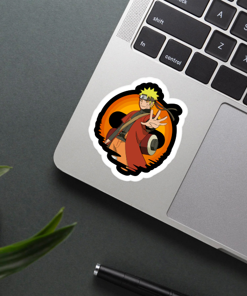 naruto shippuden sage mode sticker on laptop surface showing bright colors and clear details