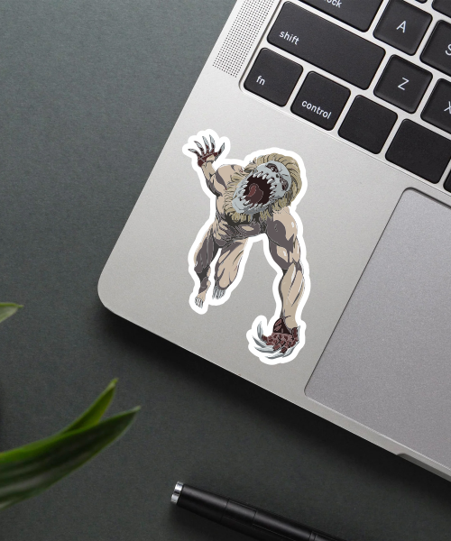 attack on titan jaw titan sticker on phone surface