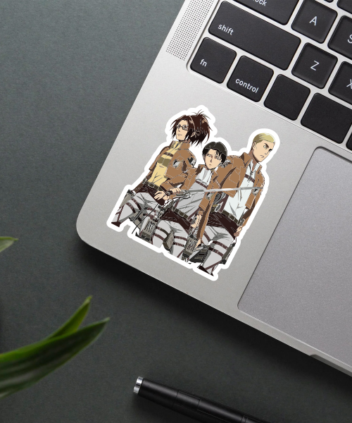 aot best trio sticker on laptop showing vibrant colors and group design