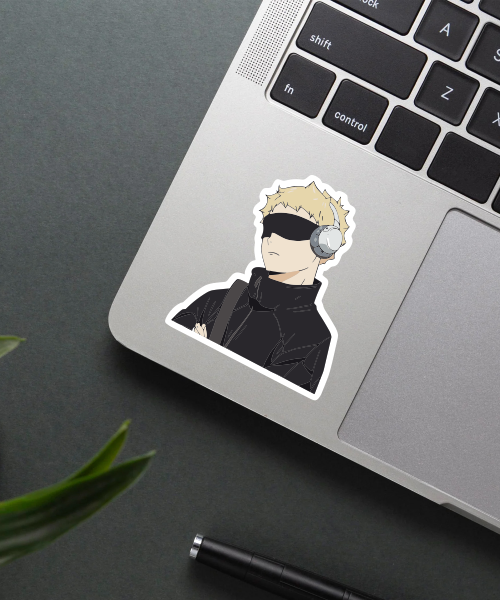 kei tsukishima in hoodie anime sticker applied on phone surface