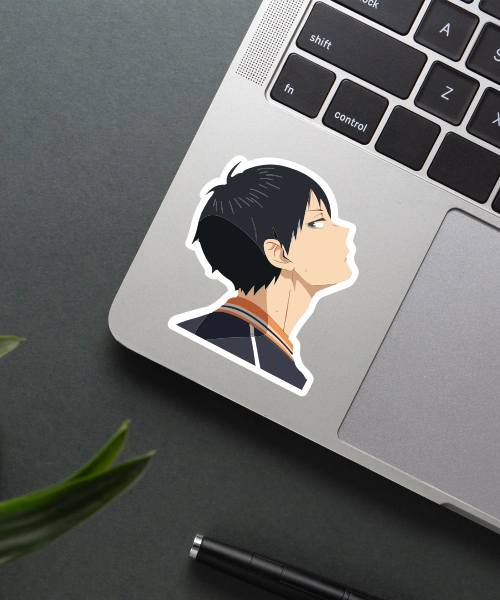 kageyama tobio anime sticker on laptop surface showing clear details and vibrant colors