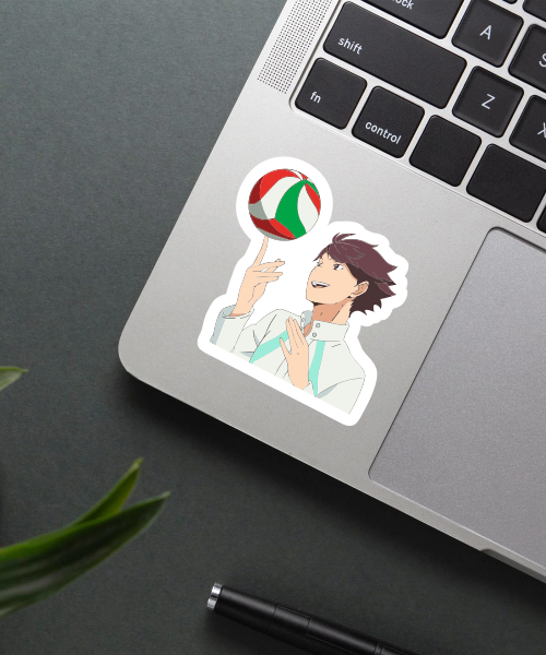 toru oikawa anime sticker on laptop surface showing vibrant colors and sporty style