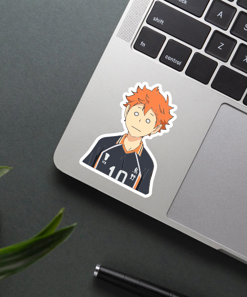 shoyo hinata haikyuu sticker on phone case showing surprised anime character